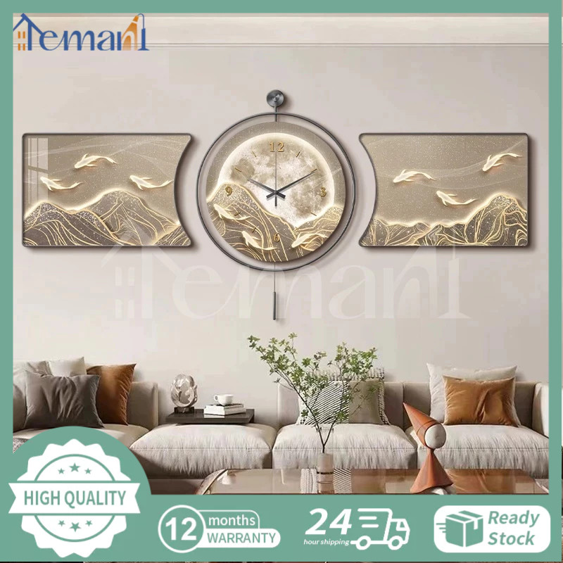 Jam Dinding Besar Mewah Aesthetic 3pcs/Set Jam Hiasan Dinding Ruang Tamu  Jam Dinding Nordic Modern 