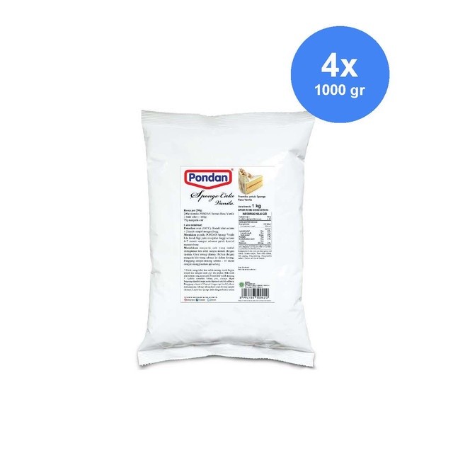 

Pondan Sponge Vanilla Tepung Premiks 1 Kg X 4