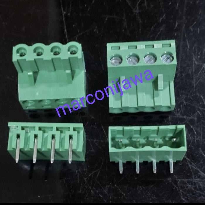 HEC99 terminal blok 4pin siku hijau