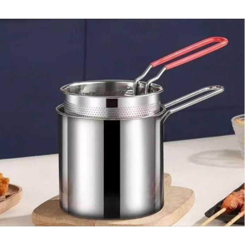 Panci & Saringan Deep Fryer Pot Stainless / Stainless Steel Deep Frying Pot Penggorengan / Pan Fryer