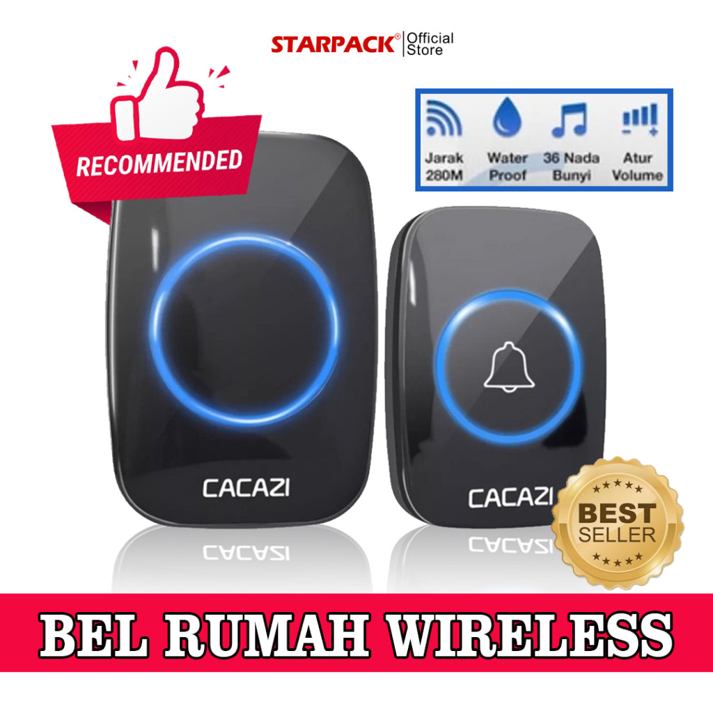 CACAZI WIRELESS DOORBELL Waterproof 300M (Remote Bel Pintu)