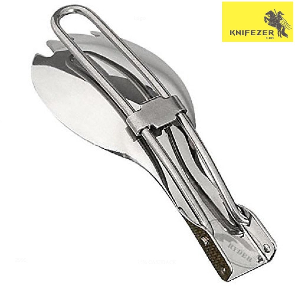 [KNIFEZER] Foldable Spoon Fork Sendok Garpu Lipat Stainless Steel Anti Karat / Sendok Lipat Travler 