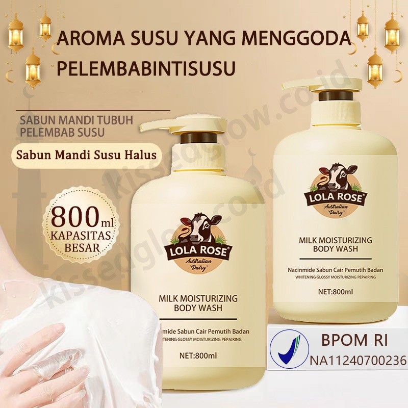 BPOM【LOLA ROSE】Sabun Cair Pemutih Badan Permanen Mandi Susu Pemutih Badan Spa 800ml 100% Original