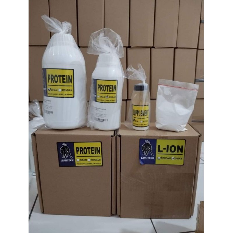

PAKET KOMPLIT - nutrisi protein rendem siram @suplemen 100 ml dan 5 saset bubuk Lion