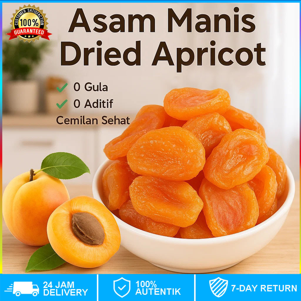 

⭐Beli 1 Gratis 1⭐ Dried Apricot 250 gr – Aprikot Merah Kering Premium Organik No Preservatives, Cemilan Sehat & Halal, Manisan Buah Aprikot，0 Additive, Snack Buah Tanpa Biji, Ideal untuk Nyemil Sehat
