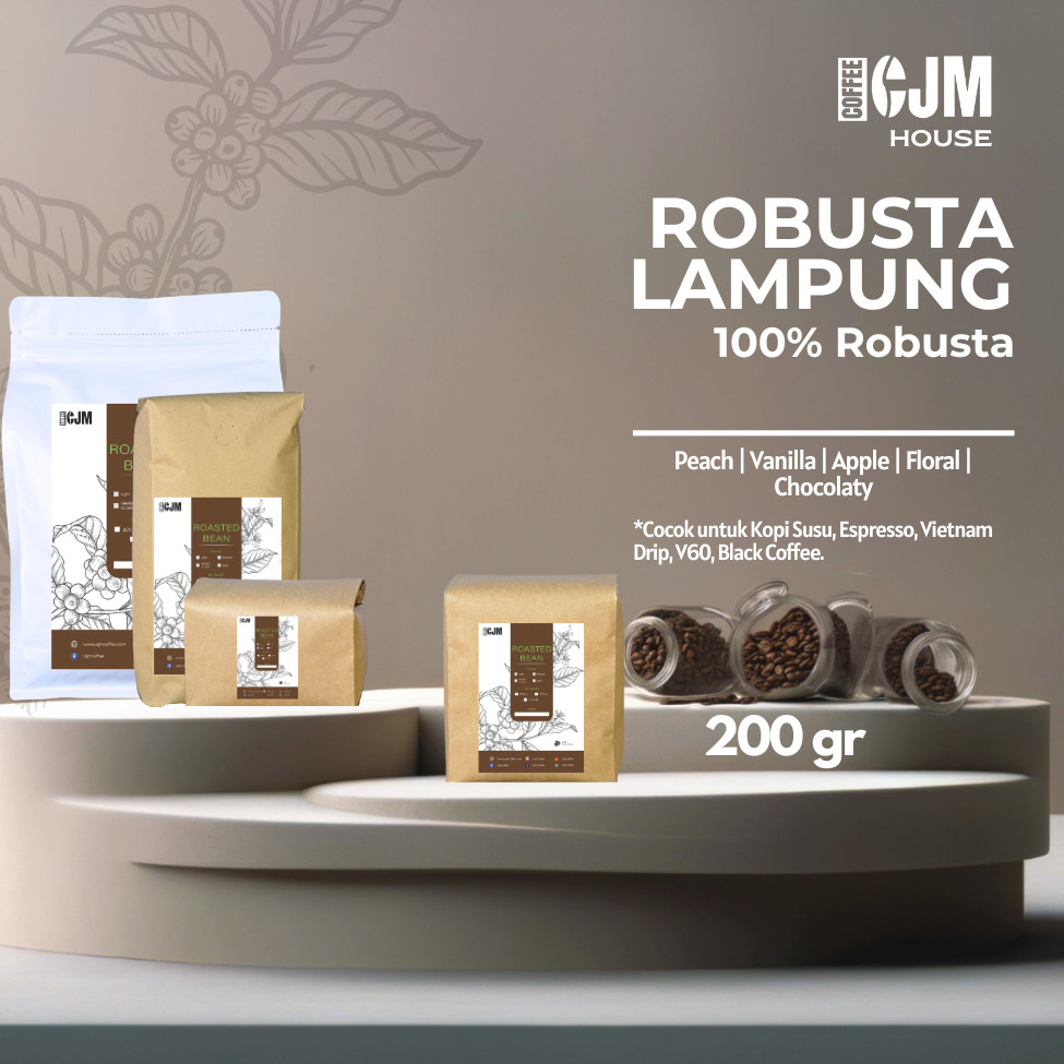 

200Gr Pure Robusta Lampung | CJM Coffee House | Kopi Premium Asli | Kopi Lampung Premium Original