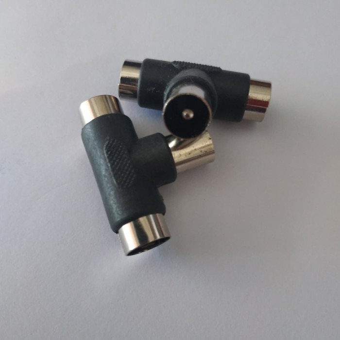 Konektor Jack Antena Splitter T Male to 2 Female.Konektor Jack Antena Splitter T Male to 2 Female