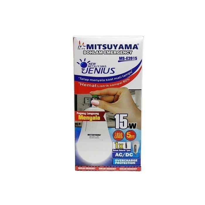 Mitsuyama Lampu Bohlam LED Emergency 15watt Jenius MS-E3915.Mitsuyama Lampu Bohlam LED Emergency 15w