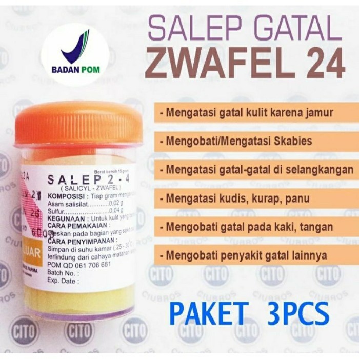Paket 3 Pcs Salep Zwafel 24 Salep Gatel Eksim Kutu Air Kadas Kudis Kurap Panu