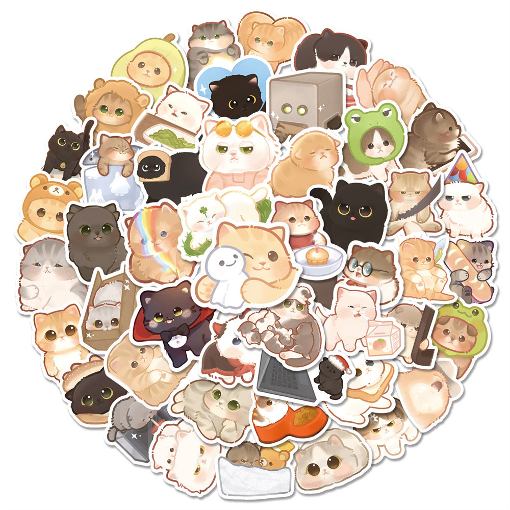 

10/30/50PCS Cartoon Cute Cat New Personality Graffiti Creative Sticker Desk Guitar Refrigerator Car Waterproof Sticker Wholesale