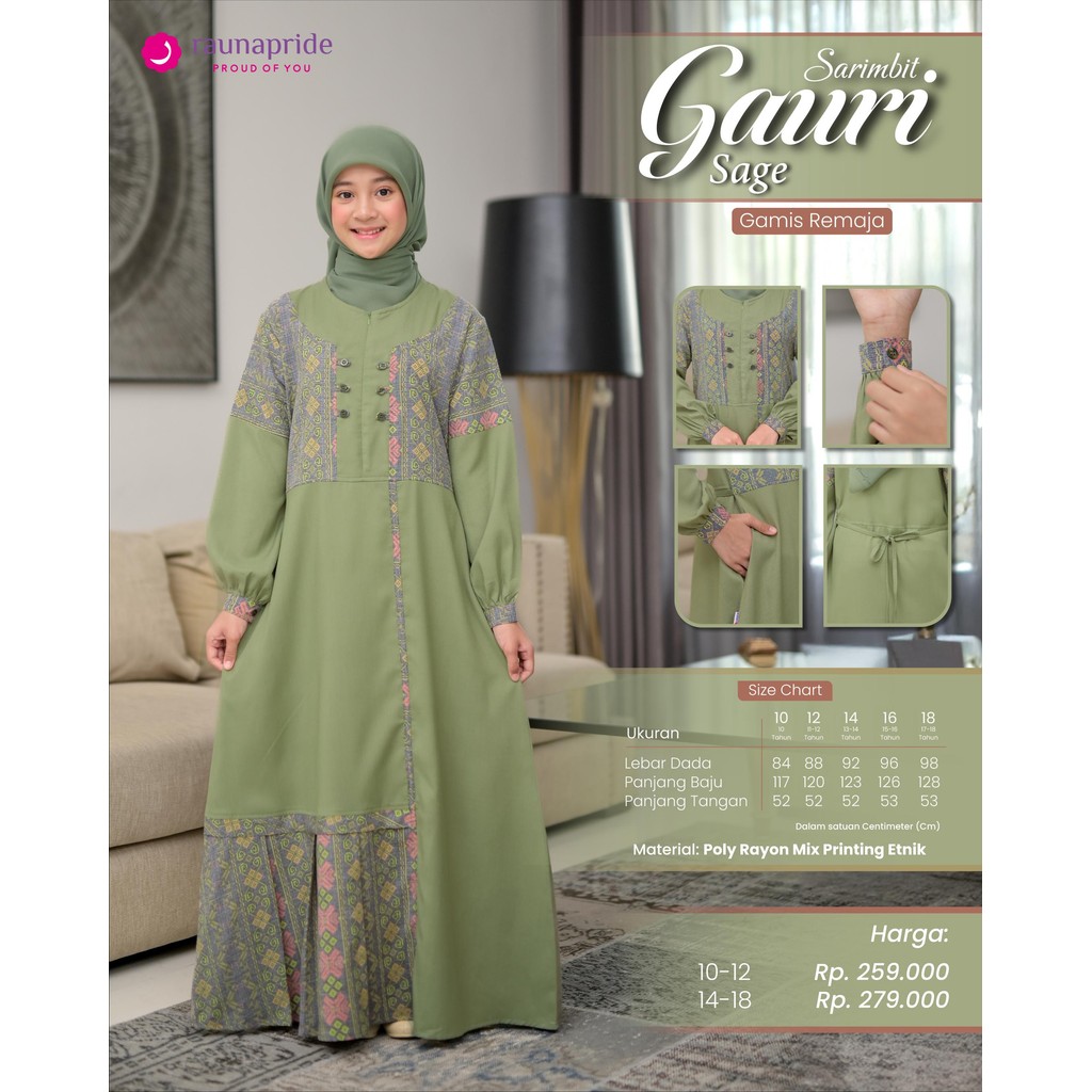 Raunapride Gamis Terbaru Gauri Remaja dan Dewasa