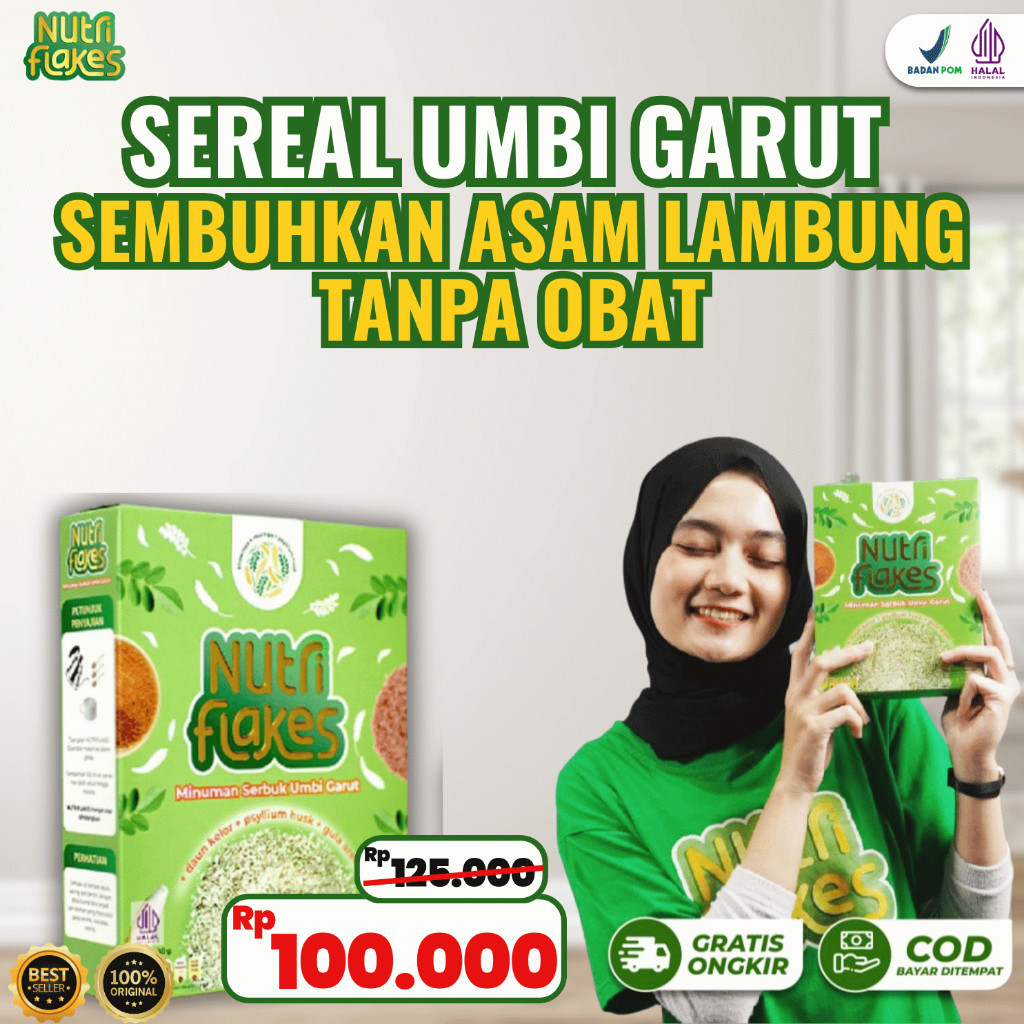 

NUTRIFLAKES 100% ORIGINAL - SEREAL UMBI GARUT MENGATASI MASALAH ASAM LAMBUNG TANPA OBAT 280 GRAM