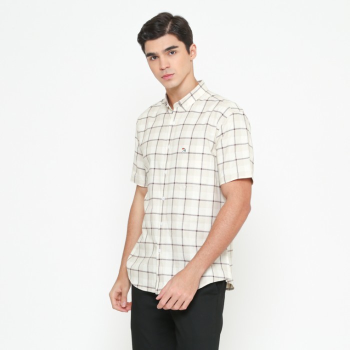 ARNOLD PALMER Kemeja Lengan Pendek Cream Motif Kotak Pria - P-CKCE05-P5
