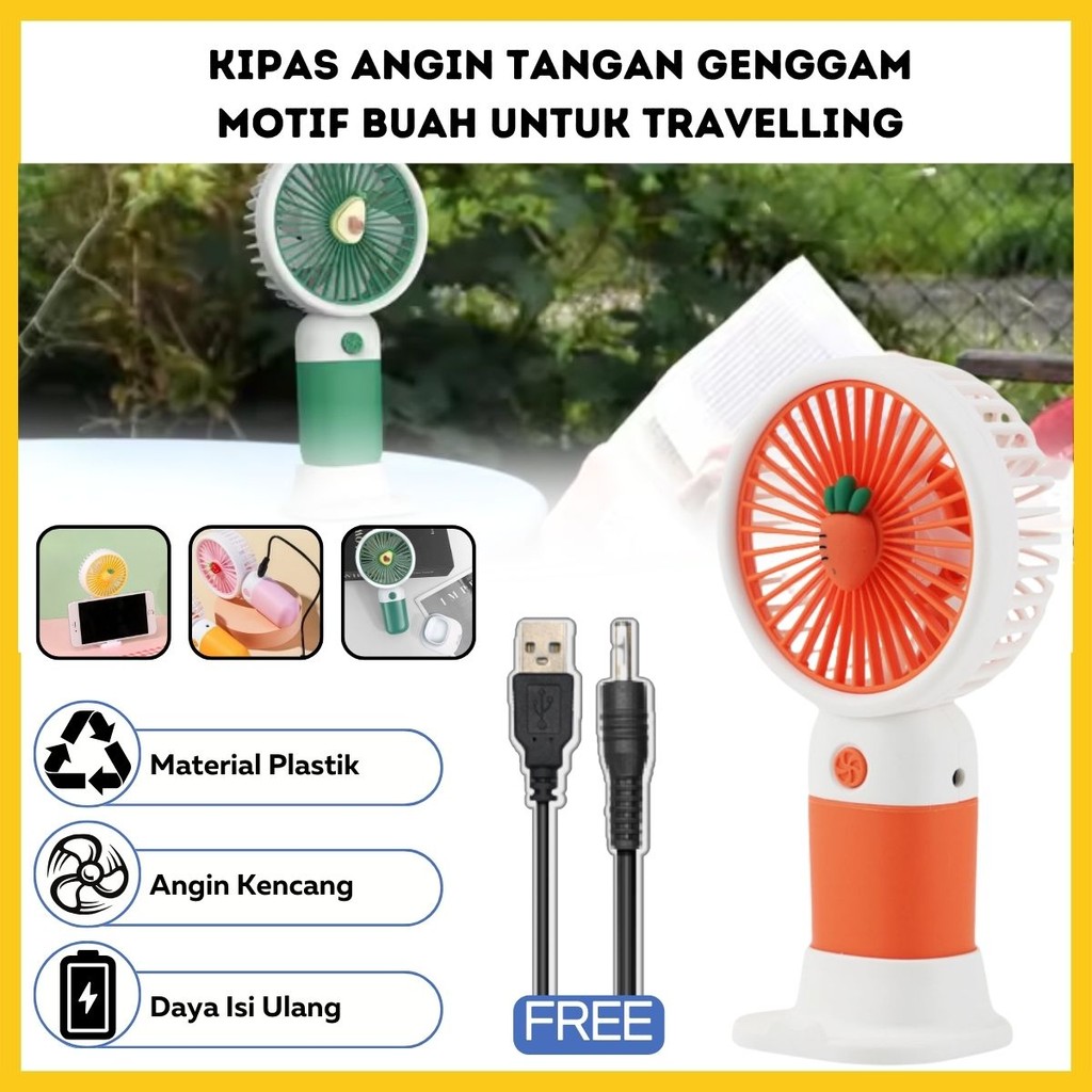 

Kipas Angin Genggam Motif Buah 2in1 / Handy Mini Fan USB Portable / Kipas Rechargeable Outdoor Murah - gp mall