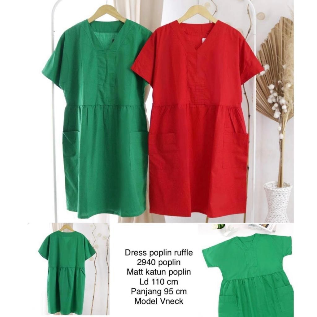DRESS NATAL EDISI MERAH HIJAU BOTOL