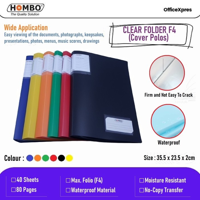 

⭐BISA COD⭐ Map Plastik / Dokumen Keeper / Clear Holder F4 Folio 40 Lembar Hombo polos, Hitam