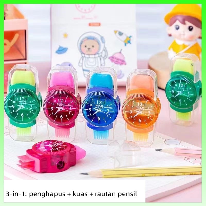 

Rautan pensil multifungsi/rautan pensil 3-in-1/rautan pensil berbentuk jam tangan