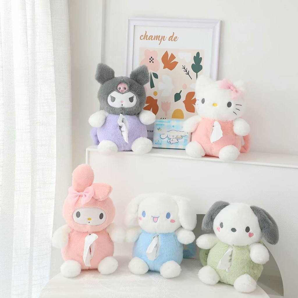 Tempat Tisu Tissue Cover Sanrio Cinnamoroll Kuromi Melody Pochacco Dog Hello Kitty Boneka Fluffy