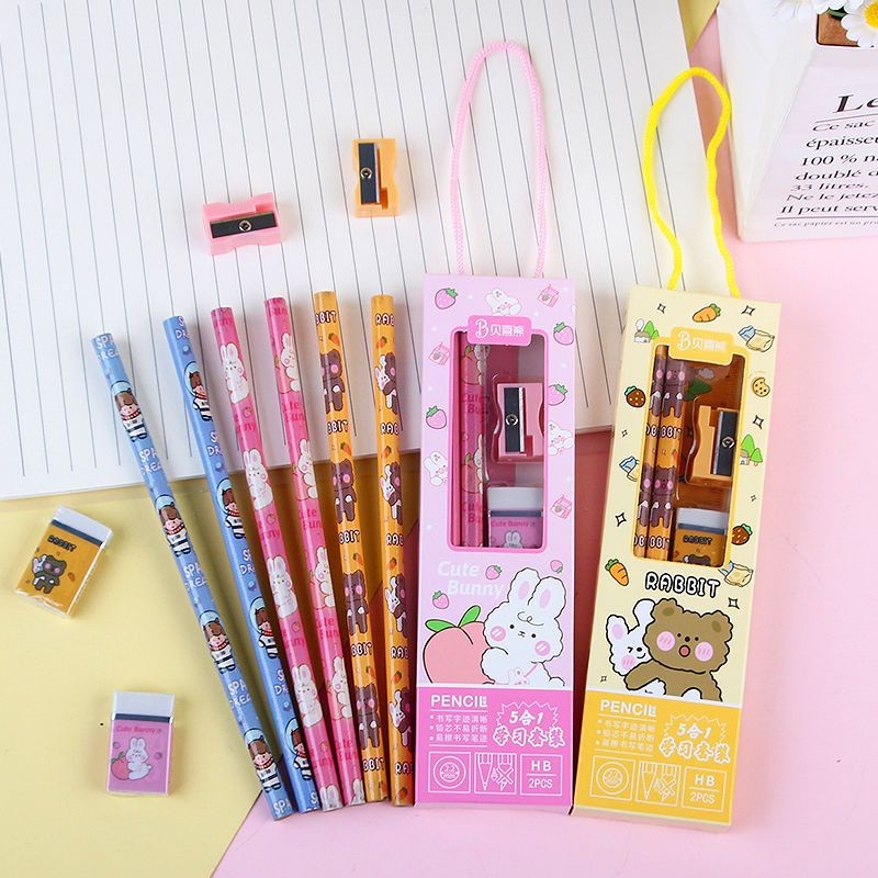 

Set Pensil/Penghapus Rautan Penghapus Pensil Siswa Sekolah Dasar Set 5 Potong/Set Alat Tulis Perlengkapan Sekolah Anak-anak