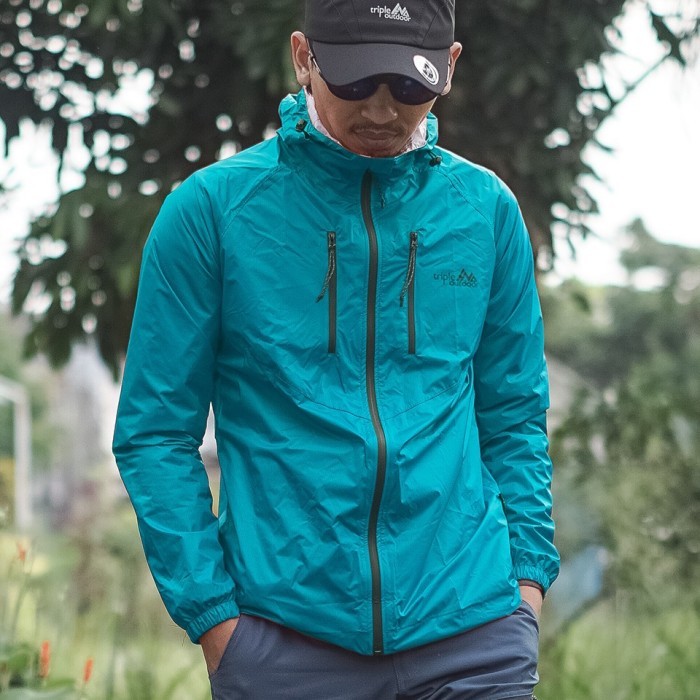 Rain jacket Triple Ultralight full waterproof -  anti air - Biru turkish, XL