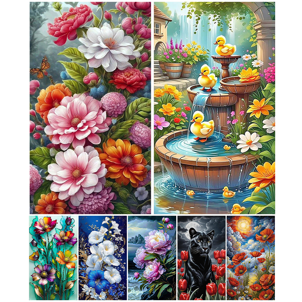 

5D DIY Full Round Drill Partial AB Diamond Painting Flower Kit Art Decor