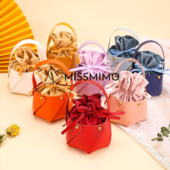 

Tas Souvenir Leather Pouch Serut Sangjit Tea Pai Goodie Bag Hamper Wedding Birthday