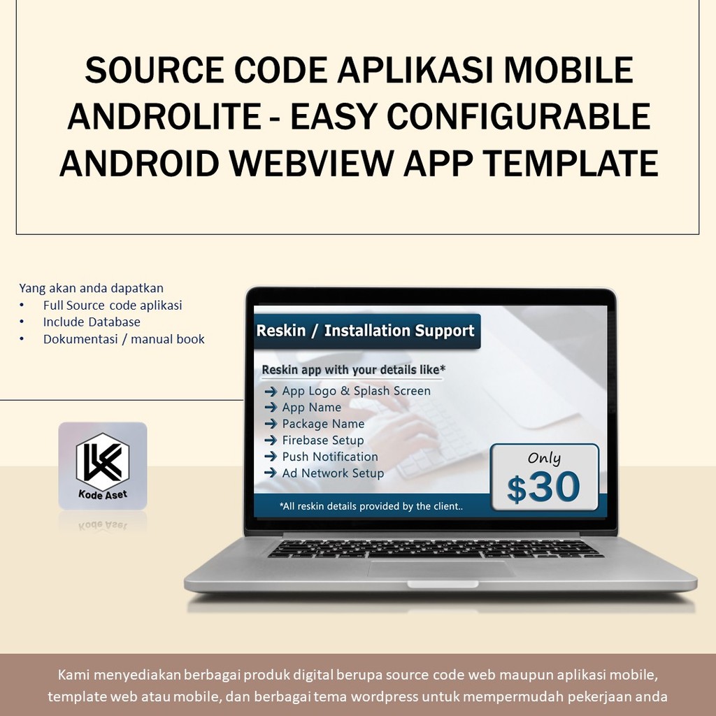 SOURCE CODE APLIKASI MOBILE ANDROLITE - EASY CONFIGURABLE ANDROID WEBVIEW APP TEMPLATE