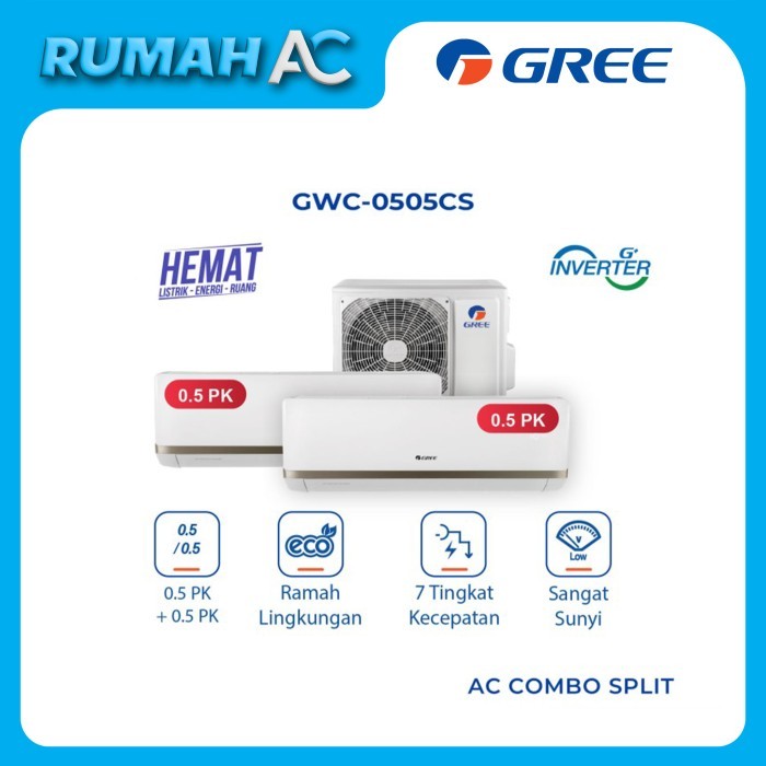 GREE AC Combo Split- Inverter - GWC-0505CS(S) - Putih