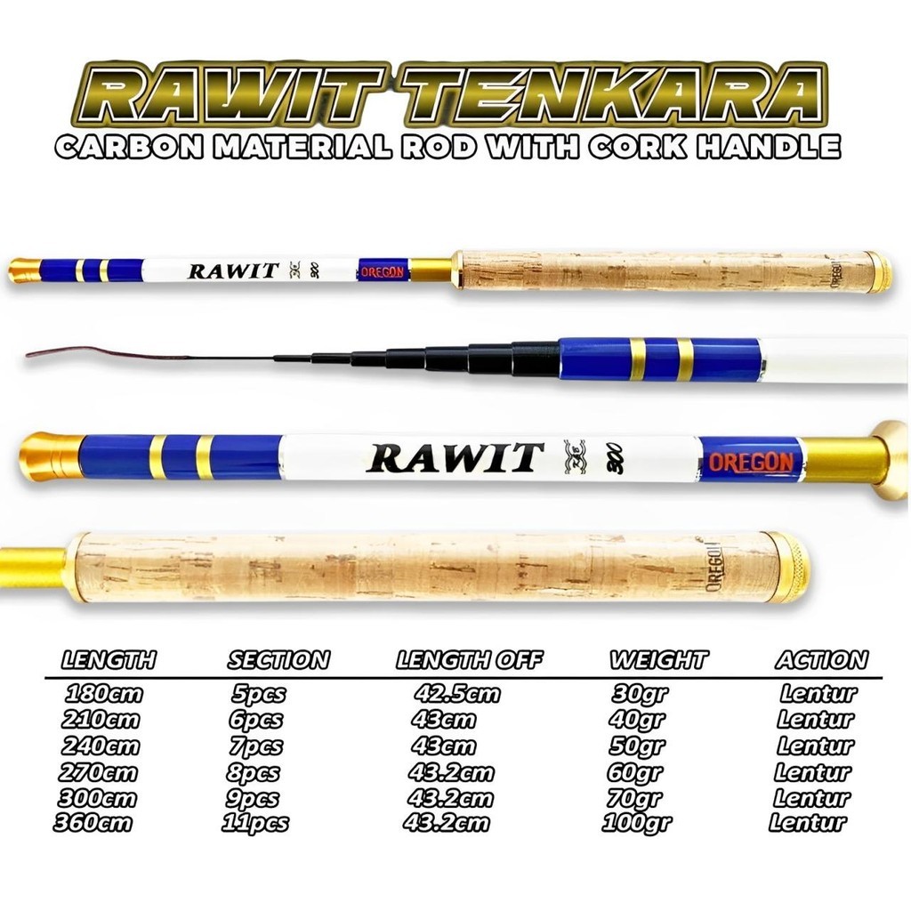 Oregon Rawit Tenkara 180 210 240 270 300 360 Joran Tegek Ruas Pendek Bahan Carbon Action Lentur Tang