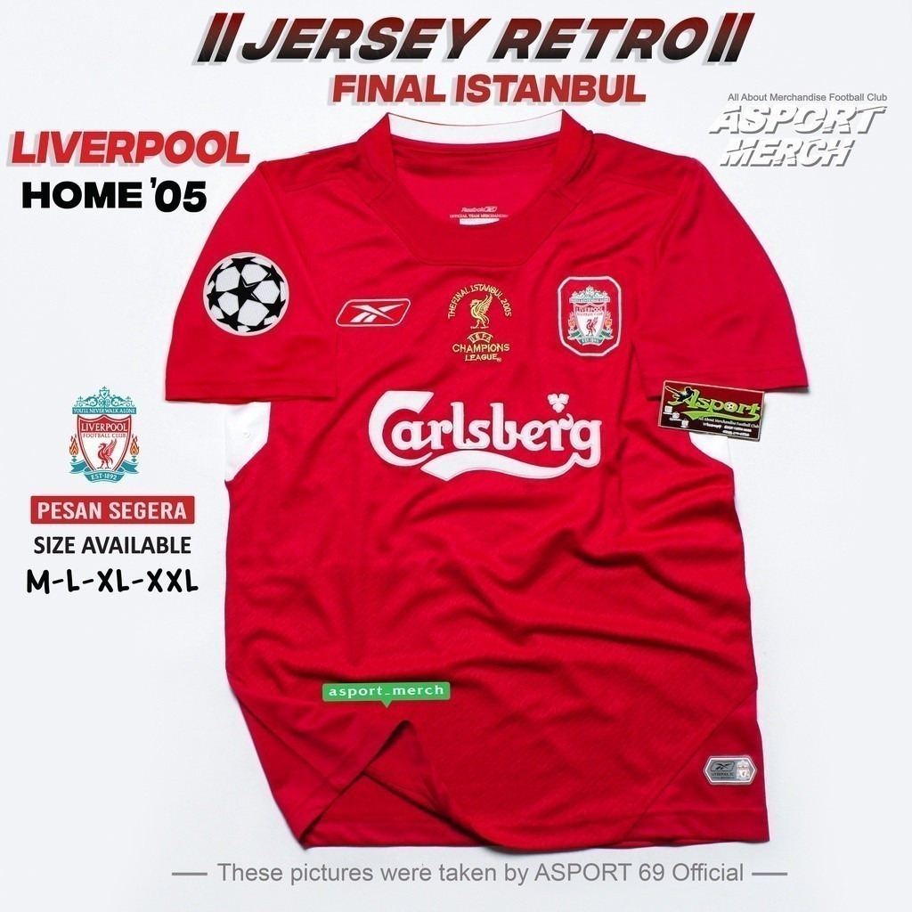 JERSEY BOLA RETRO LIVERPOOL FINAL ISTANBUL 2005 JERSEY RETRO LIVERPOOL HOME 2005