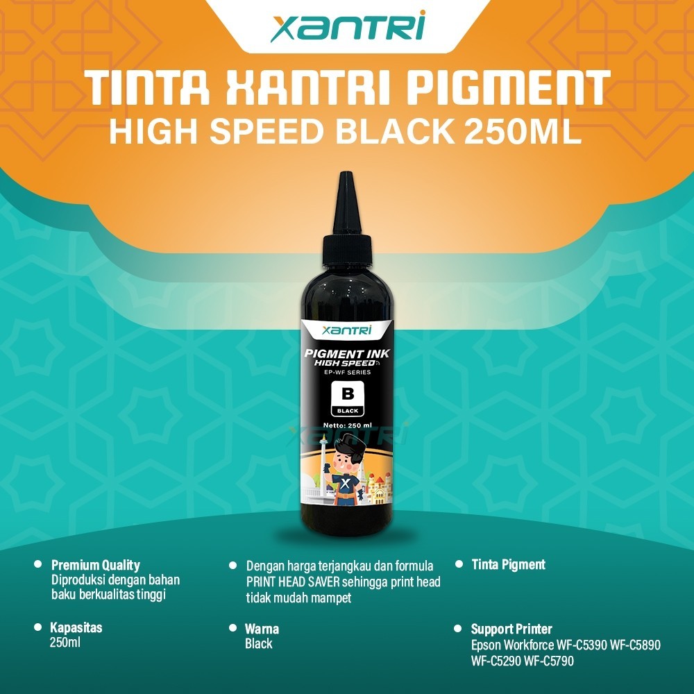 Xantri - Tinta Pigment 250ml High Speed For Printer WF-C5390 WF-C5890 WF-C5290 WF-C5790 CMYK