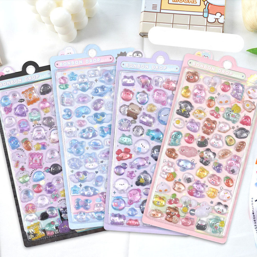 

DIY 3D Relief Stickers Scrapbooking Creative Candy Ghost Rabbit Drop Diy Diary Stationery Sticker Decor Cute Aesthetic Stickers