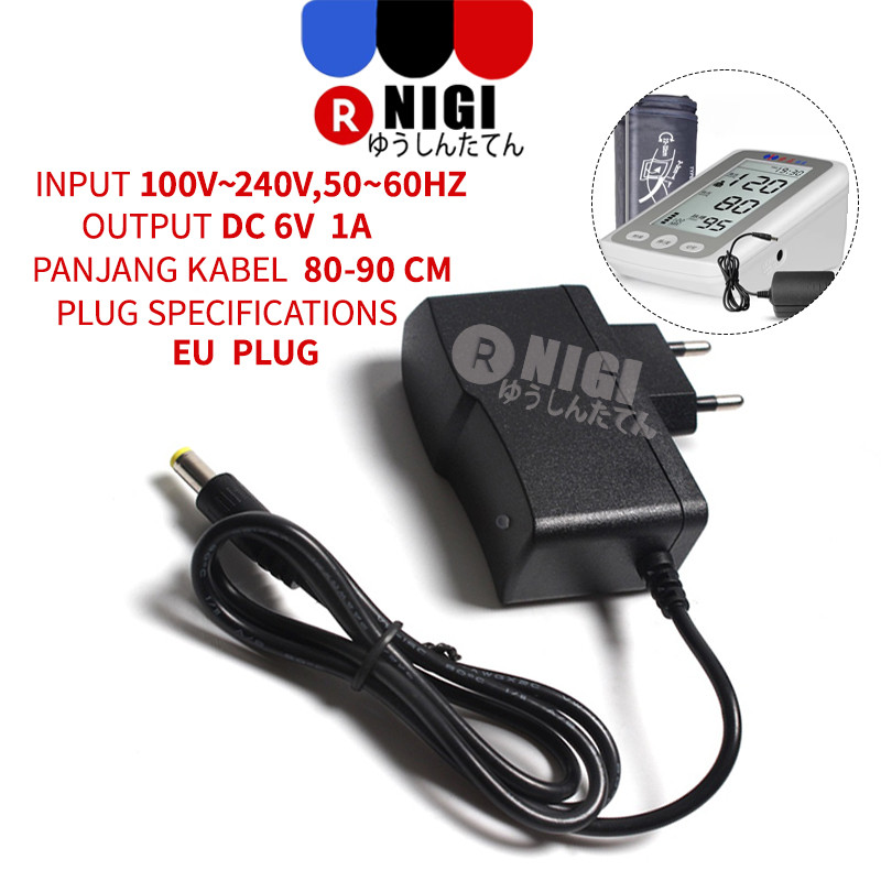 NIGI Adaptor Tensimeter Digital Charger Adaptor Omron Tensimeter Digital Tensi 6v Adapter Cocok Buat