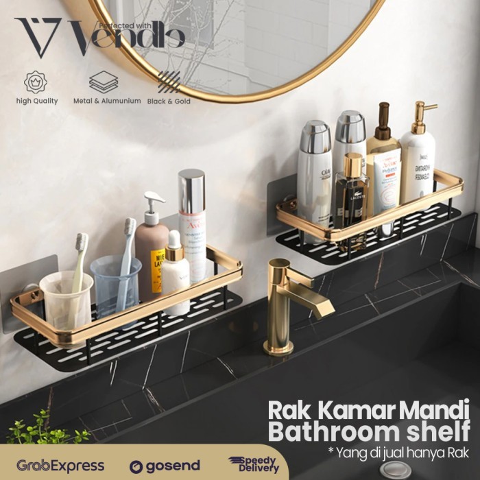 Rak Gantung Toilet - Rak Organizer Sabun Shampoo - Rak Kamar Mandi Tempel Stainless - Tempat Sabun W