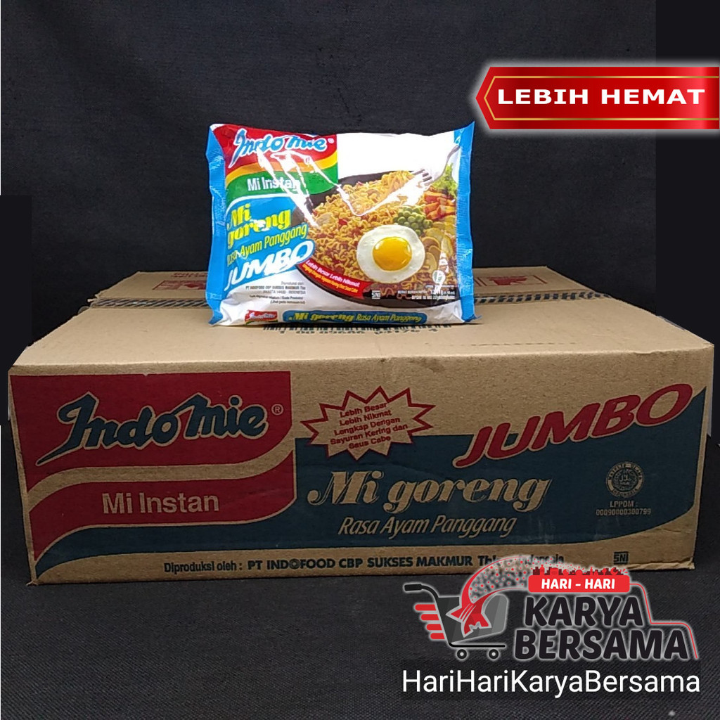 

INDOMIE MI INSTAN GORENG JUMBO AYAM PANGGANG PER KARTON ISI 24'SX127GR
