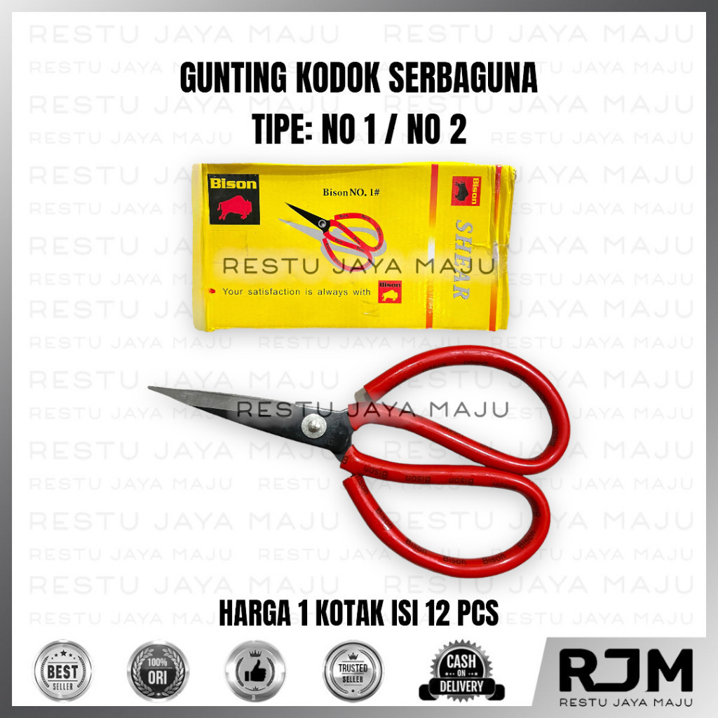 

PROMO ONGKIR [12 pcs] BISON Gunting Kodok No 1 2 Kain Kertas Serbaguna Multipurpose Scissors rj