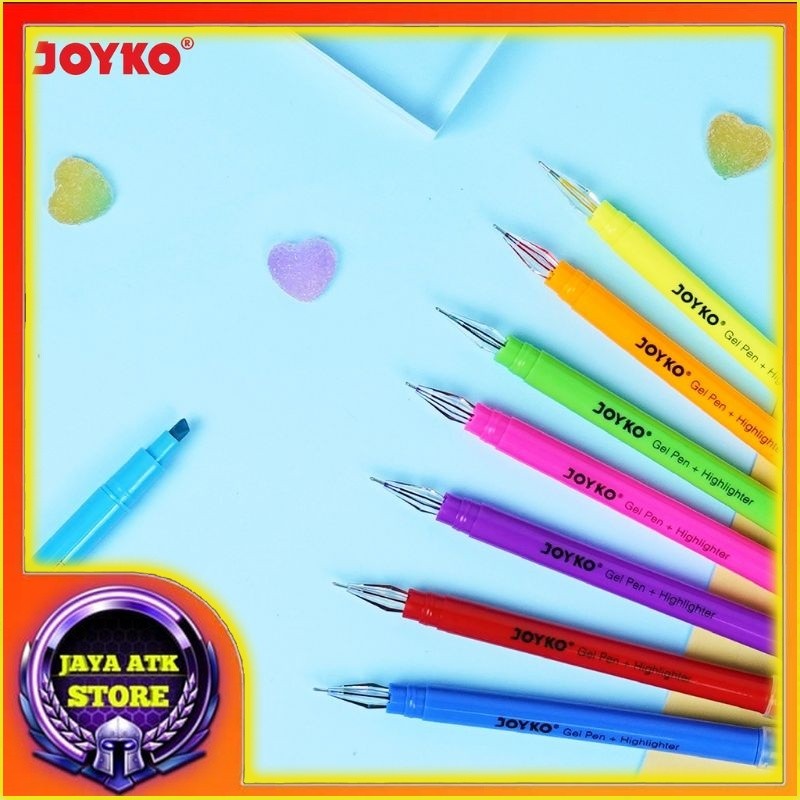 

Color Gel Pen JOYKO GPC-277 Pena Jel Plus Highlighter Penanda 8 Warna 0.8 mm