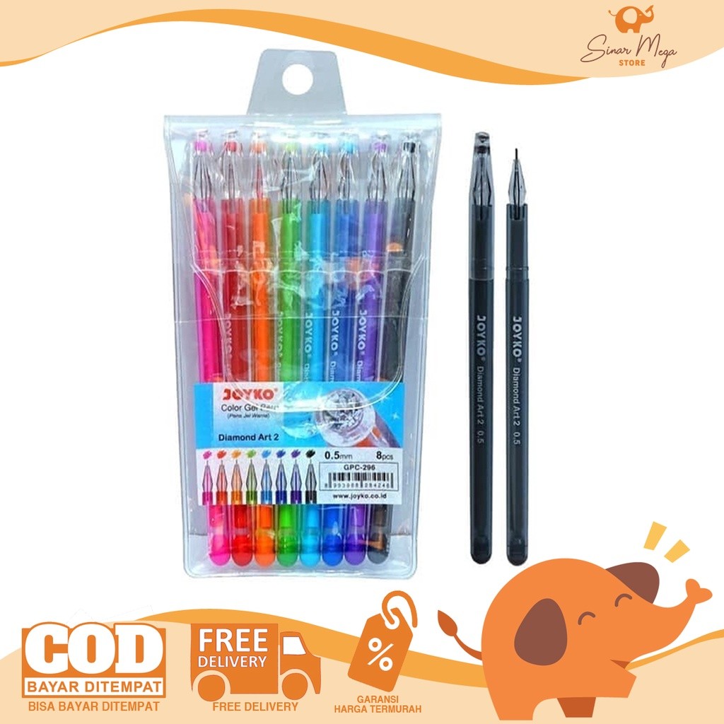

Joyko Color Gel Pen GPC-296 Diamond Art 2 Set 8 Color / Gel Pen Warna Warni