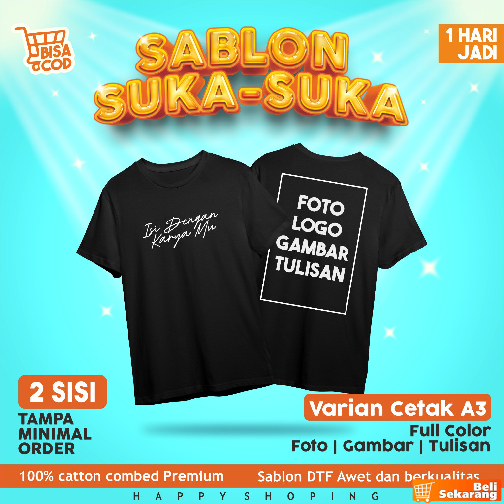 Kaos custom desain suka suka / Kaos custom satuan / Kaos custom foto / kaos desain sendiri