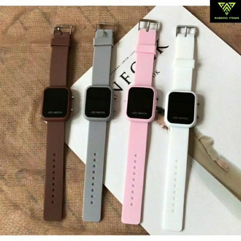 JAM TANGAN WANITA LED WATCH DIGITAL RUBBER STRAP