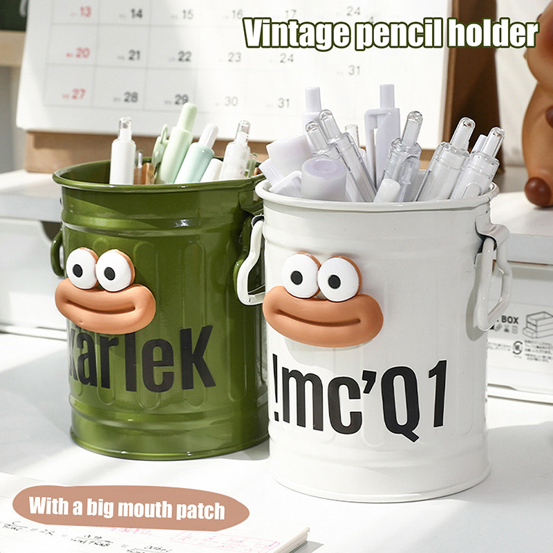 

DIY Funny Large Mouth Pen Holder Cute Large-capacity Pencil Holder Durable Stationery Container Makeup Brush Storage Bucket