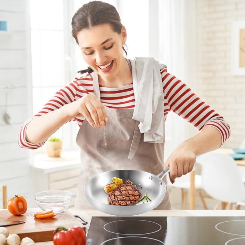 Deep Frying Pan Oven Safe Skillet Deep Skillet Frying Pans Stainless Steel Cookware Steel Frying Pan