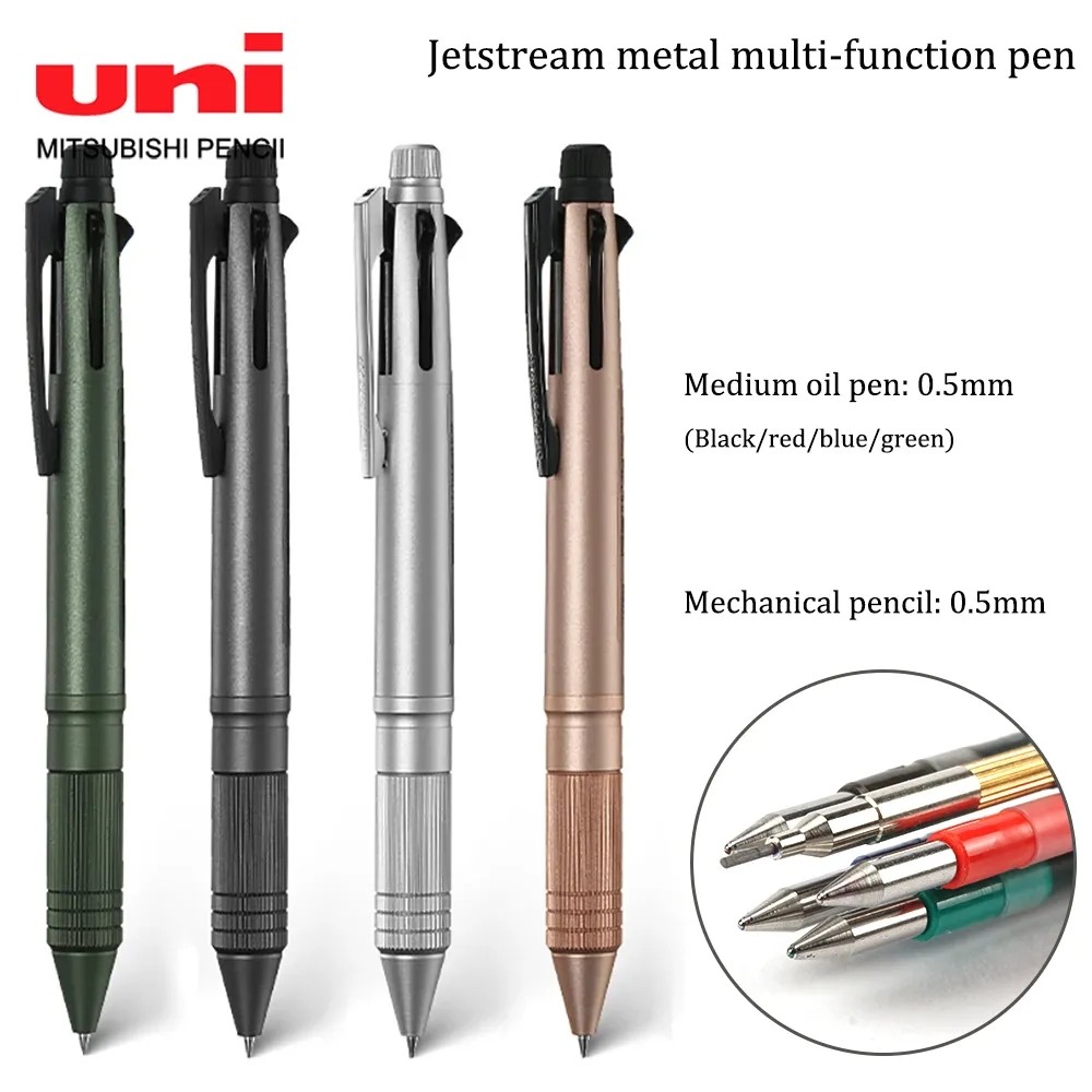 

UNI 4+1 Ballpoint Pen/Mechanical Pencil 0.5mm Replaceable Core Quick Drying Japanese Stationery School Supplies Accessories