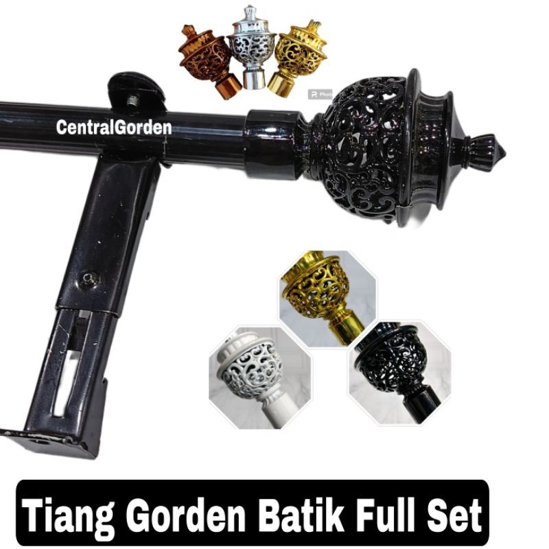 LOWESHOP.ID Batang Tiang Rel Besi Gorden Jendela Hitam Putih Coklat 1 1.5 2 3 4 Meter Full Set