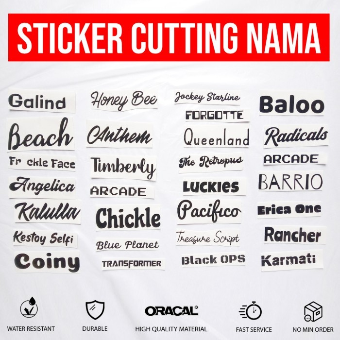 Jasa Desain Logo Premium Sticker Cutting Nama Tulisan Bebas Custom Desain Logo Stiker Cuting - Putih