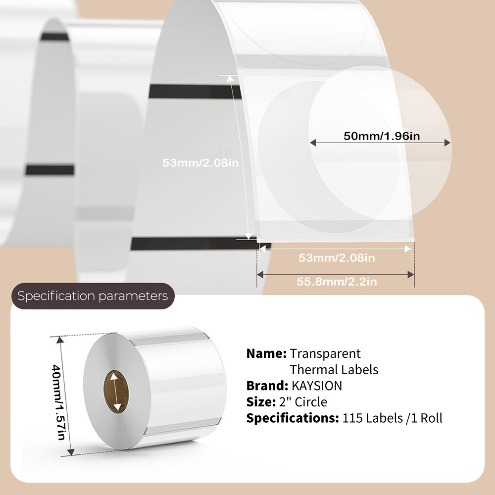 

Transparent Labels Paper Thermal Adhesive Label Roll Suit for Phomemo M110/M200/M120/M220 E210 P50 DETONG P1 SINMARK SK20