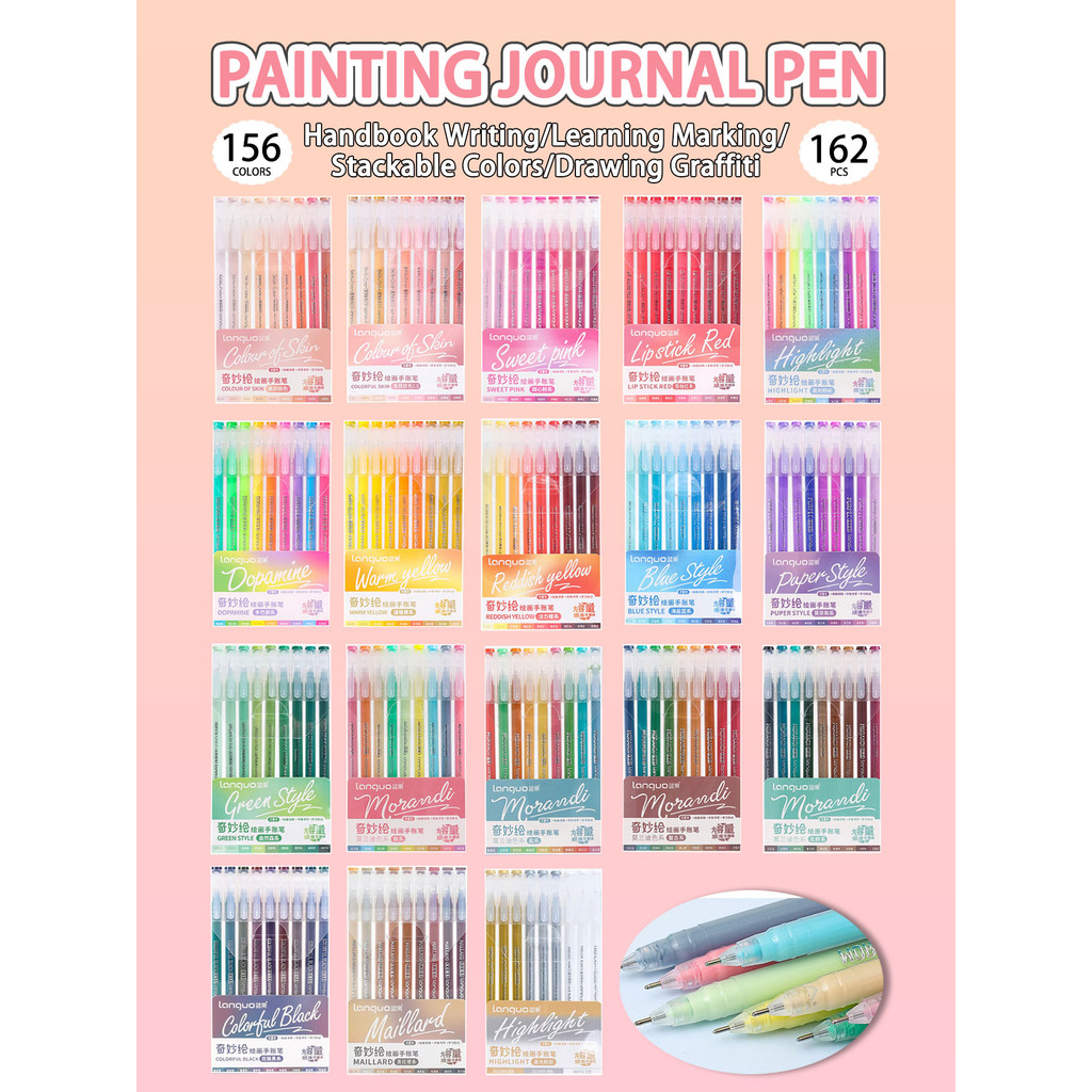 

A Set Of 18/117/156/162 Colors Neutral Notebook Pens 0.5mm Handbook Color Gel Pen Writing Painting Drawing Marker Pen Stationery