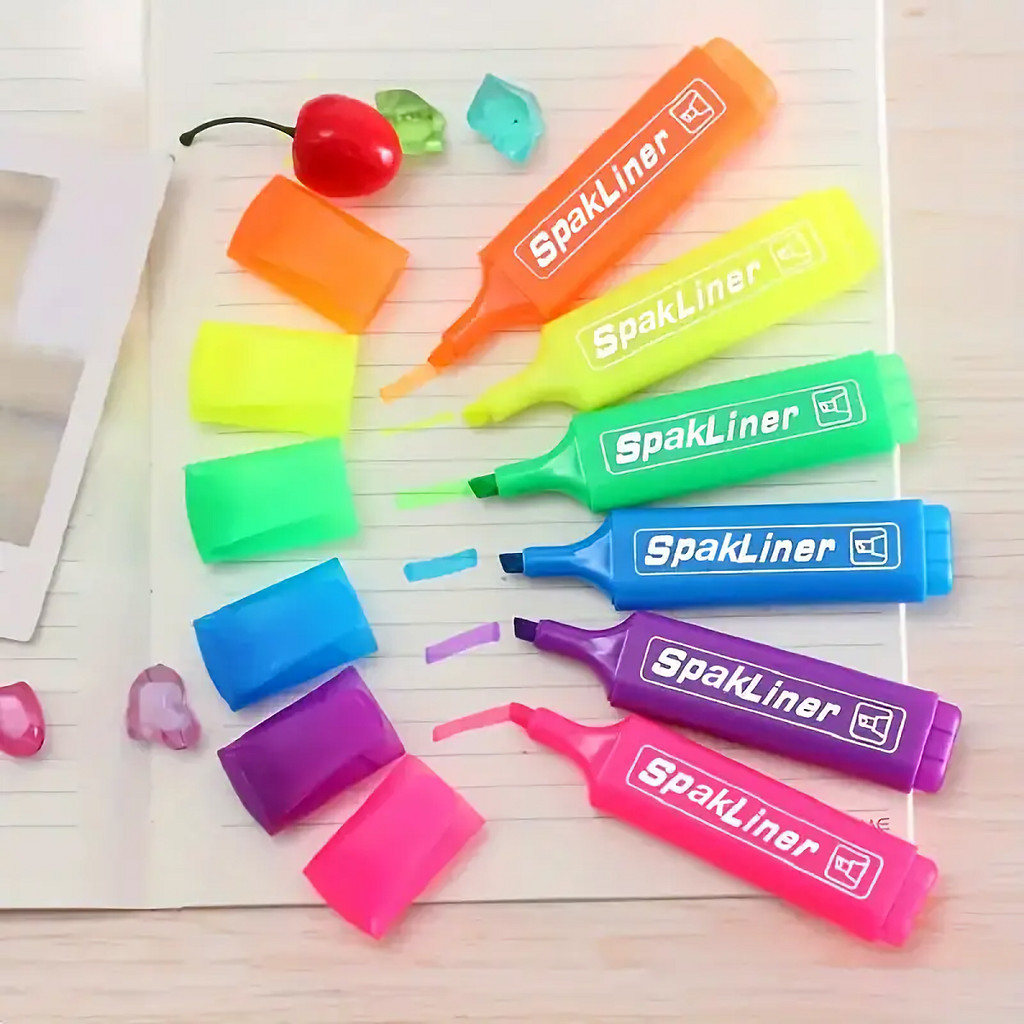 

6pcs Colorful Highlighter Pen Set - Chisel Tip Markers with Quick-Drying Water-Based Ink