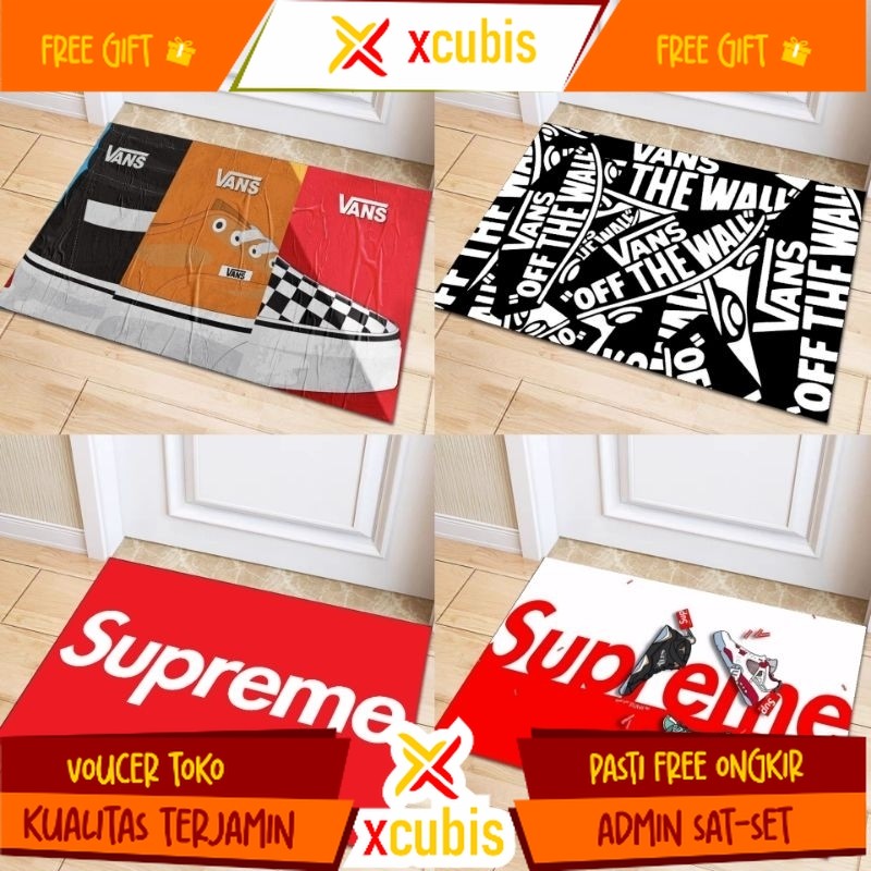 Keset anti slip vans/ doormat logo sneakers/ keset aesthetic sup*eme