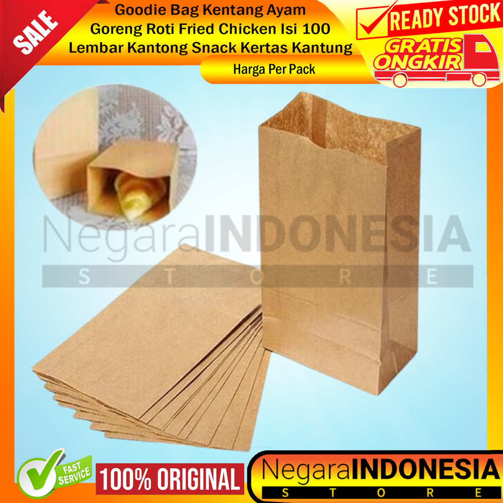

Kemasan Bungkusan Goodie Bag Paper Donat Coklat Putih Paperbag Kentang Ayam Goreng Roti Fried Chicken Isi 100 Lembar Kantong Snack Kertas Kantung Kraft Samson Gorengan Polos Cokelat LLS Tebal Jumbo Ramah Lingkungan